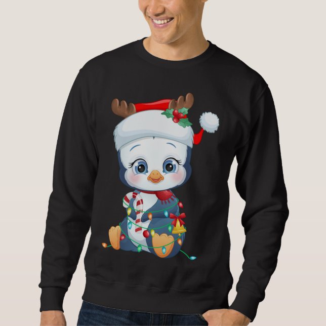 Sweatshirt Pingouin Santa Hat Noël Pingouin Amateurs de pyjam (Devant)