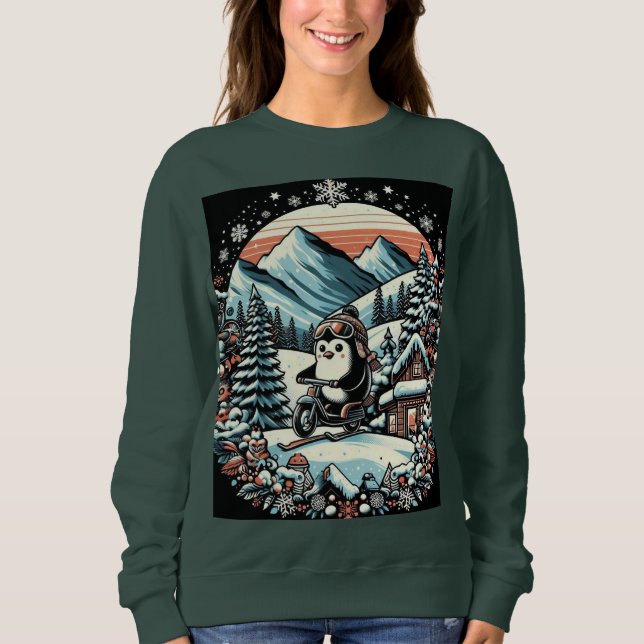 Sweatshirt Pingouin sur moteur (Devant)