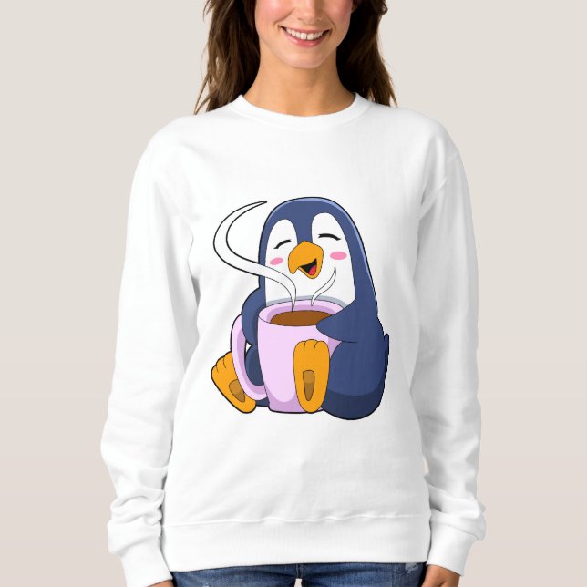 Sweatshirt Pingouin with Cup of Coffee (Devant)