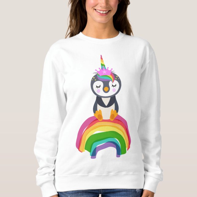 Sweatshirt Pinguim unicórnio arco-iris (Devant)