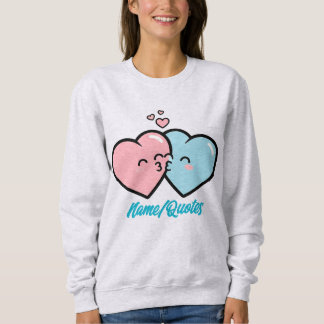 Sweatshirt Pink & Blue Hearts Kiss