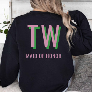 Sweatshirt Pink clair + Soirée de mariage Monogramme vert