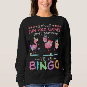Sweatshirt Pink Flamingo Bingo Funny Venin Art