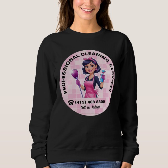 Sweatshirt Pink Maid Janitorial Cleaning Service Uniform (Devant)