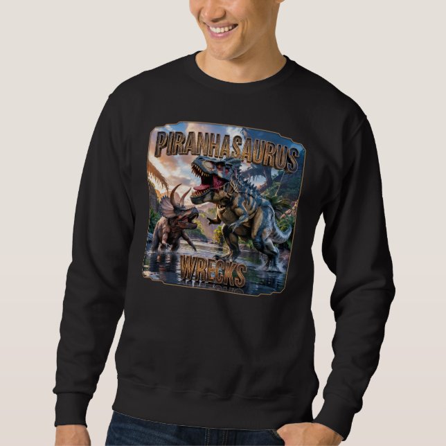 Sweatshirt Piranhasaurus Détruit Photographique – Drôle Épouv (Devant)