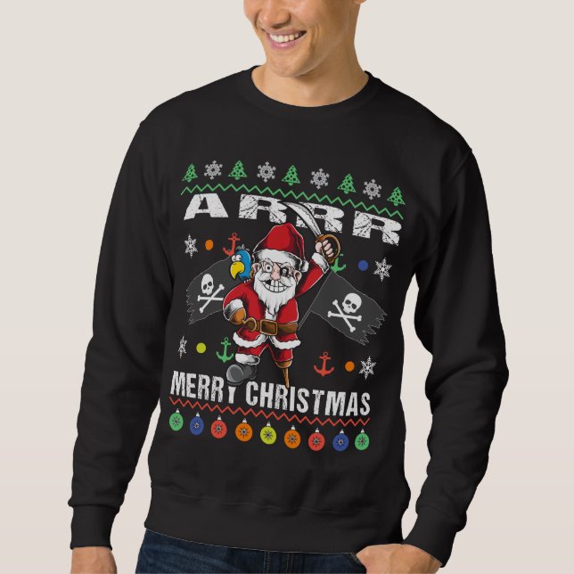 Sweatshirt Pirate Père Noël Tacky Joyeux Noël (Devant)