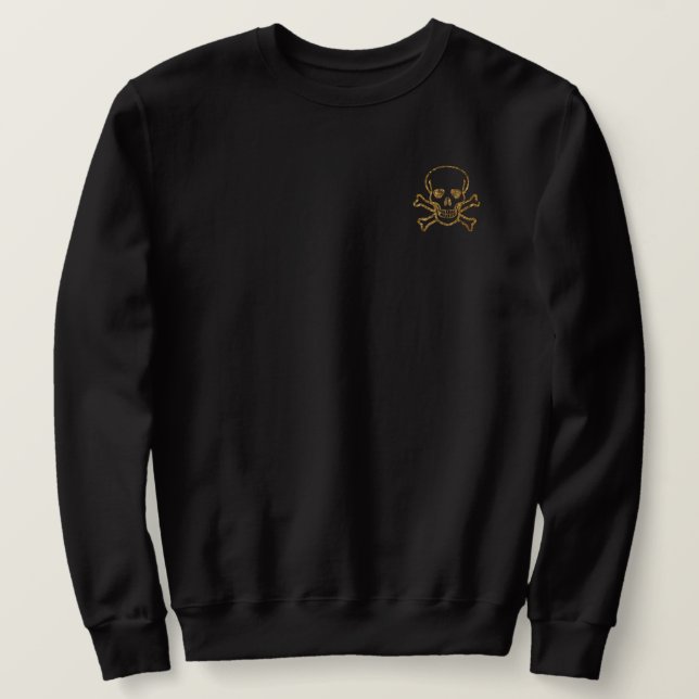 Sweatshirt Pirate vintage Noir Pirate Crâne Et Os (Design devant)