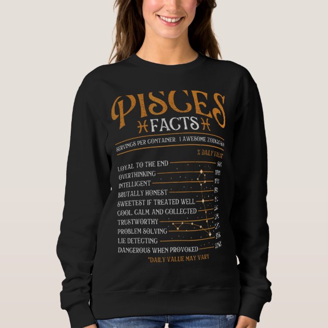 Sweatshirt Pisces Faits Astrologie Horoscope Symbole Zodiaque (Devant)