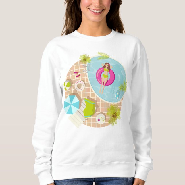 Sweatshirt Piscine fille en bikini plage d'été (Devant)