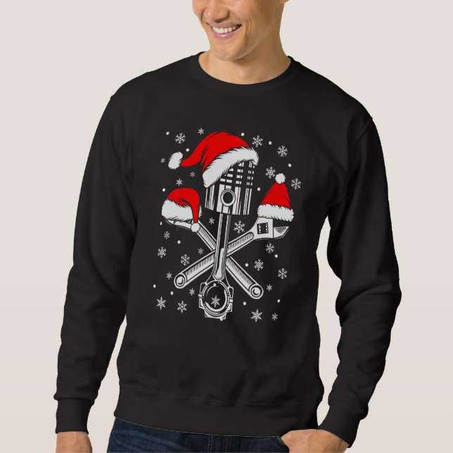 Sweatshirt Piston Wrench Santa Hat Car Mécanique Laid Christm (Devant)