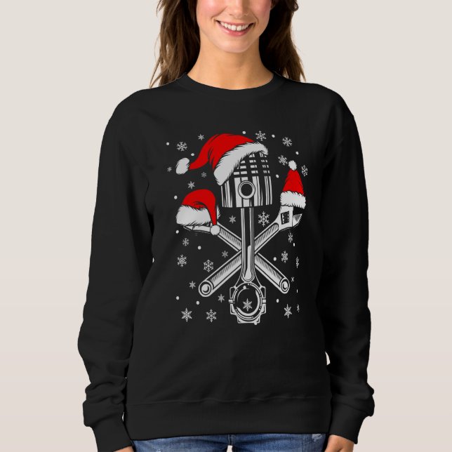 Sweatshirt Piston Wrench Santa Hat Car Mécanique Laid Christm (Devant)