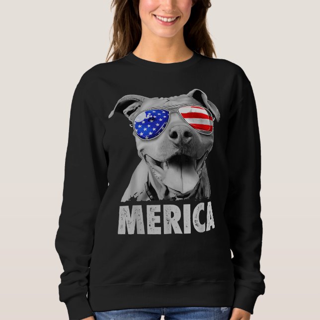 Sweatshirt Pit Bull 4 juillet Merica Hommes Drapeau Américain (Devant)