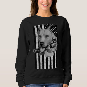 Sweatshirt Pit Bull Dog Sur Le Drapeau Américain