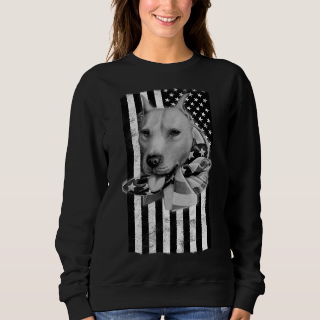 Sweatshirt Pit Bull Dog Sur Le Drapeau Américain (Devant)