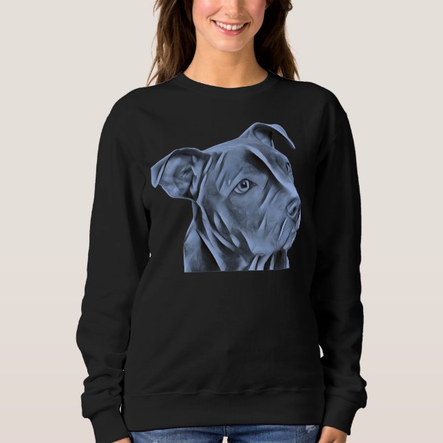 Sweatshirt Pit Bull Terrier Chien Une Belle Peinture D'Un Blu (Devant)