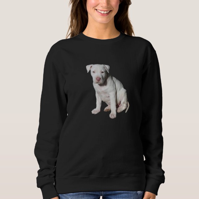 Sweatshirt Pit Bull White Pit Bull Puppy Chien race (Devant)