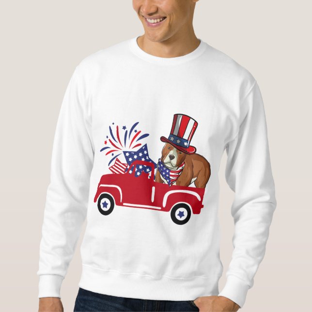 Sweatshirt pitbull assorti fête de l'indépendance drapeau amé (Devant)