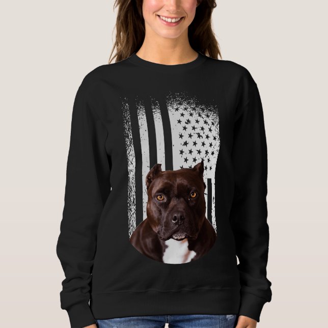 Sweatshirt Pitbull Chien drapeau américain Pitbull Terrier Ch (Devant)