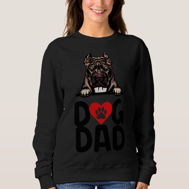 Sweatshirt Pitbull Chien Hommes Pit Bull Terrier Papa Présent (Devant)