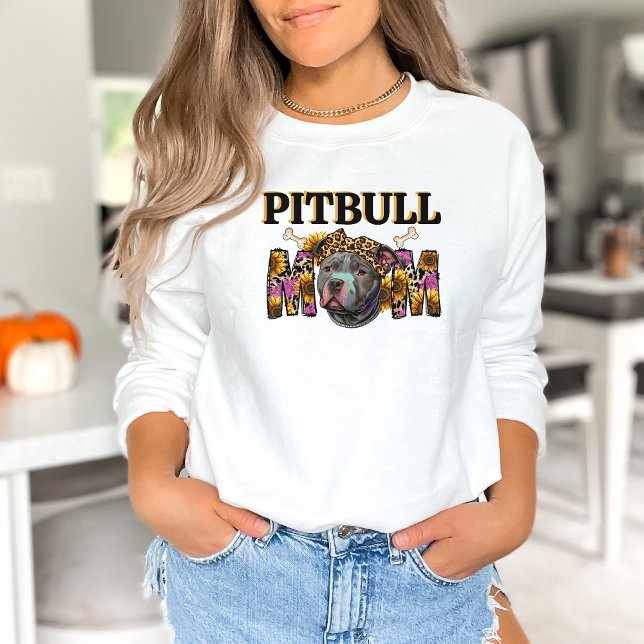Sweatshirt Pitbull Chien Mama Empreinte de léopard Tournesols (Créateur téléchargé)
