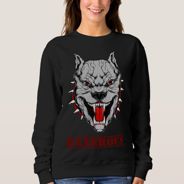 Sweatshirt Pitbull Dangereux Et Feu Chien Ne Approche Pas (Devant)