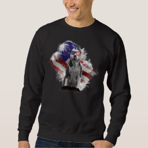 Sweatshirt Pitbull Dog Avec Drapeau Américain Da Indépendance