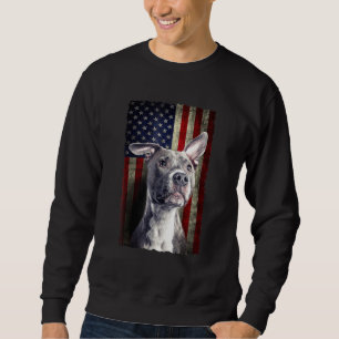 Sweatshirt Pitbull Drapeau Américain Usa Chien Patriotique