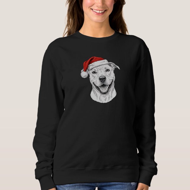 Sweatshirt Pitbull Hand-Drawn Christmas–Custom Name Dog Gift (Devant)