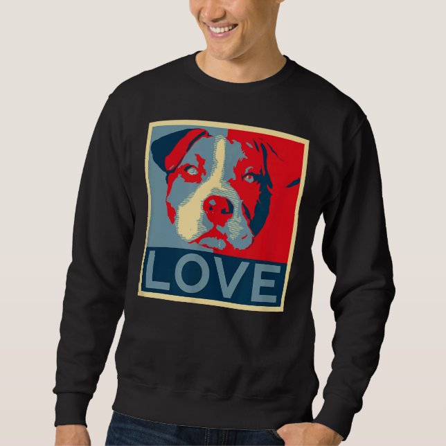 Sweatshirt Pitbull Love Poster Pit Bull Maman Papa Aimants (Devant)