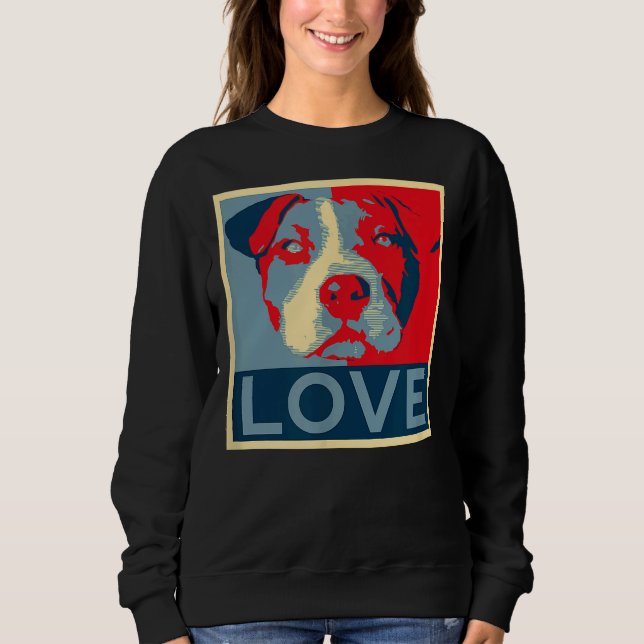 Sweatshirt Pitbull Love Poster Pit Bull Maman Papa Aimants (Devant)