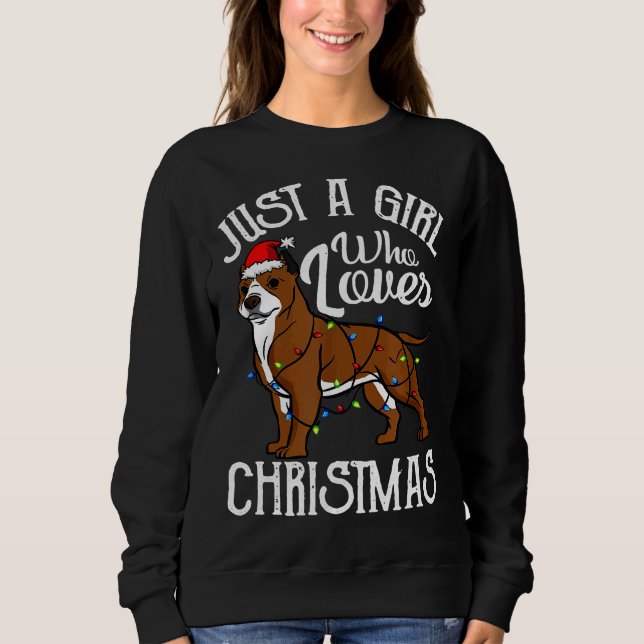 Sweatshirt Pitbull Lover Girl Who Love Christmas Funny Pit B (Devant)
