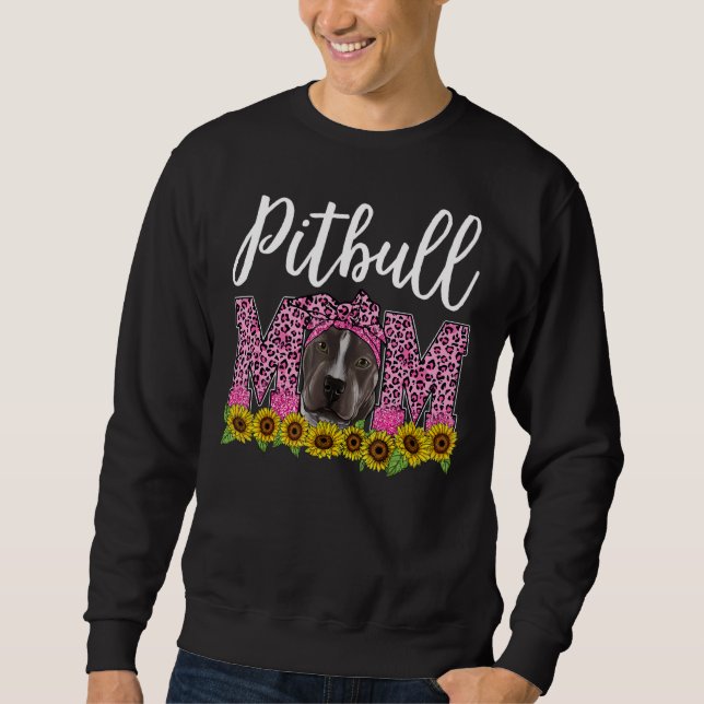 Sweatshirt Pitbull Maman Leopard Fête des Mères Meilleur Pitb (Devant)