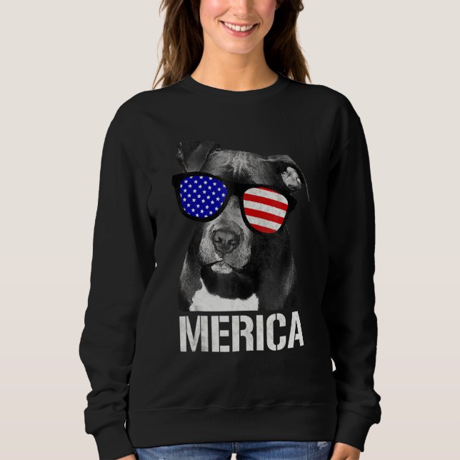Sweatshirt Pitbull Merica Patriotic Chien Pit Bull Patriot (Devant)