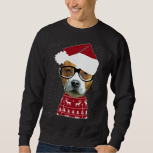 Sweatshirt Pitbull mignon à Santa Hat Douleur de Noël moche M