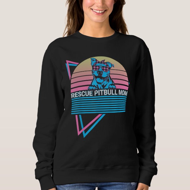 Sweatshirt Pitbull Mom Pit Bull Retro Rescue Pitbull Mom (Devant)