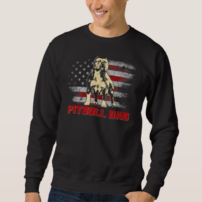 Sweatshirt Pitbull Papa Américain Drapeau Mens Meilleur Pitbu (Devant)