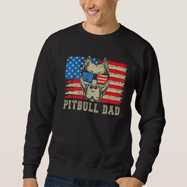 Sweatshirt Pitbull Papa American Pit Bull Dog Us Drapeau 4ème (Devant)