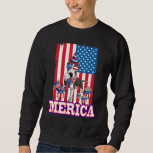 Sweatshirt Pitbull Papa Maman 4 juillet Drapeau Américain Mer