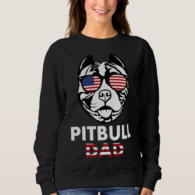 Sweatshirt Pitbull Papa Pit Bull Galasses américaines Drapeau (Devant)