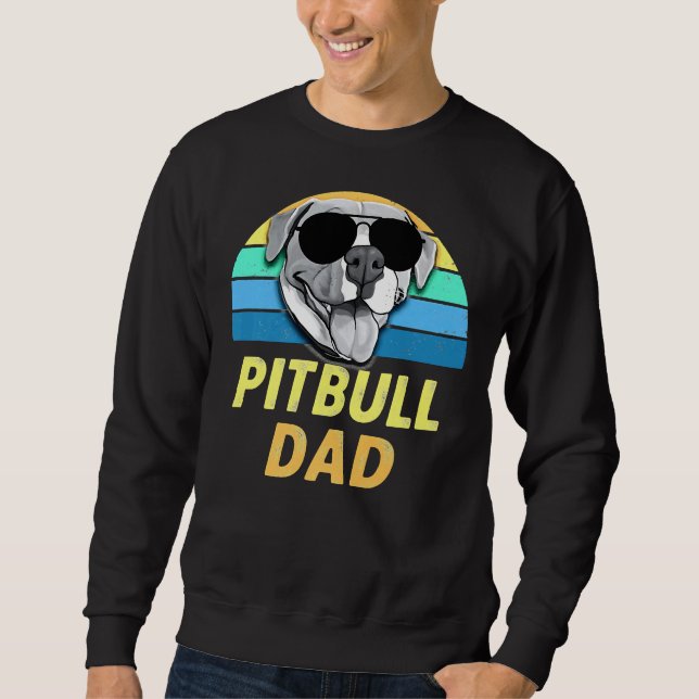 Sweatshirt Pitbull Papa Retro Funny Pit Bull Sensibilisation (Devant)