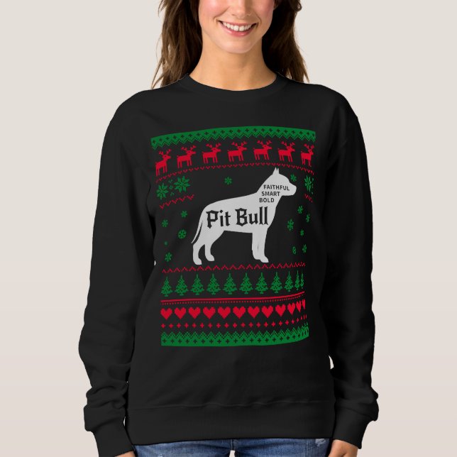 Sweatshirt Pitbull Vilain Chandail de Noël Xmas Pitbull (Devant)