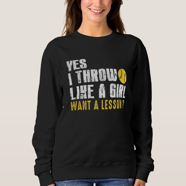 Sweatshirt Pitchers Softball Je Jette Comme Une Fille Basebal (Devant)