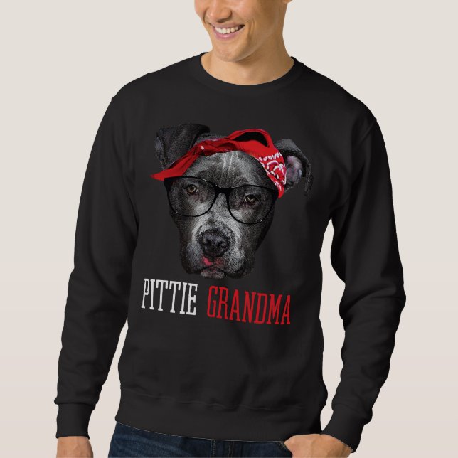 Sweatshirt Pittie Grand-mère Pitbull Granny Amoureux de les c (Devant)