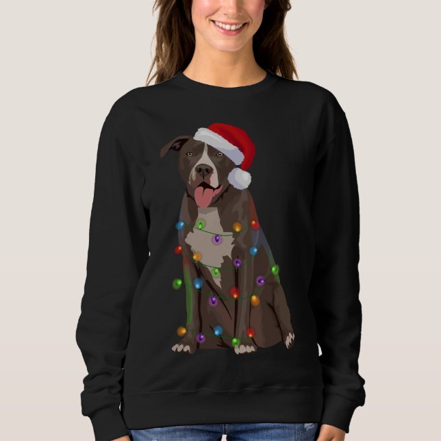 Sweatshirt Pittie Pitbull feux de Noël Noël Noël Amoureux des (Devant)