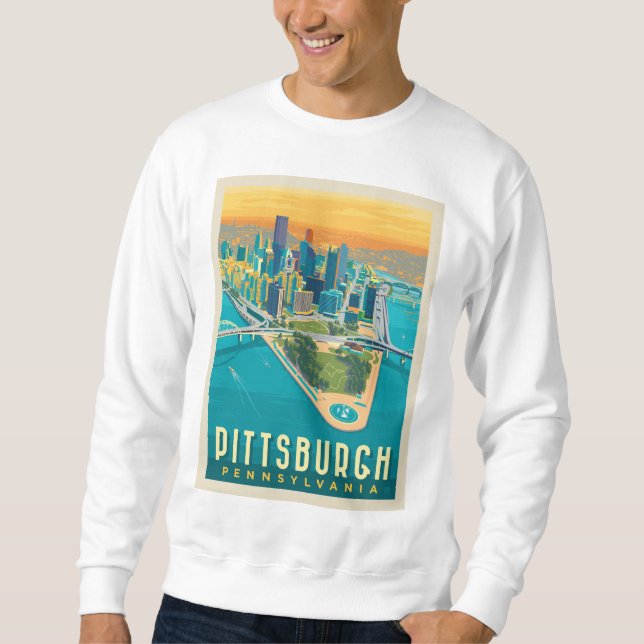 Sweatshirt Pittsburgh, PA | Vue oeil d'oiseau (Devant)