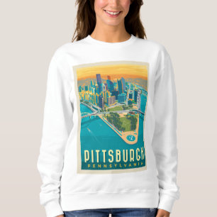 Sweatshirt Pittsburgh, PA Vue oeil d'oiseau