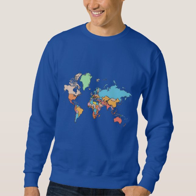 Sweatshirt Pixel World Map - Retro Style 8 bits Design global (Devant)