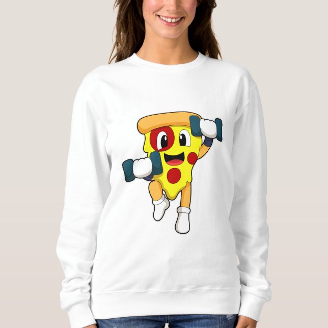 Sweatshirt Pizza à Fitness avec Dumbbells (Devant)