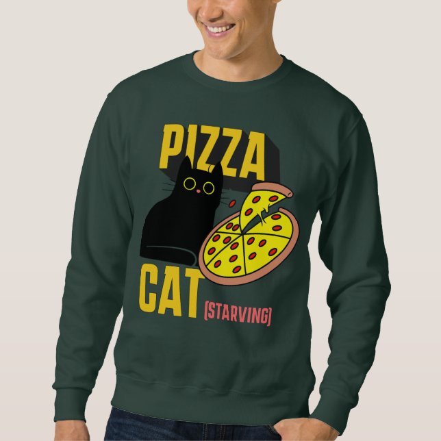 Sweatshirt Pizza Chat, Faim, maman de chat, amoureux de les c (Devant)