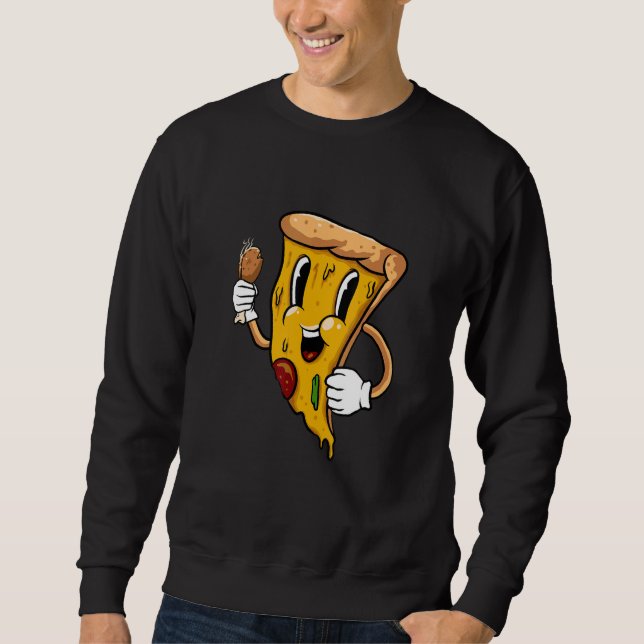 Sweatshirt Pizza Eating Turkey Leg Thanksgiving Day  Food Foo (Devant)